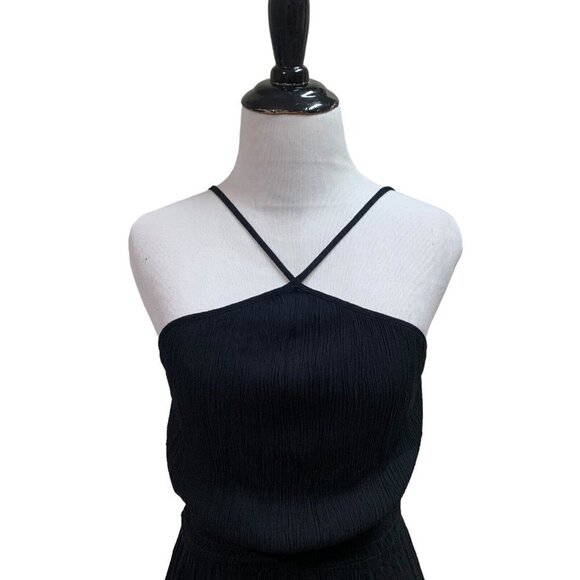 Rewind Women's S Small Maxi Sun Dress Crinkle Fabric Adjustable Straps Black - Picture 2 of 9